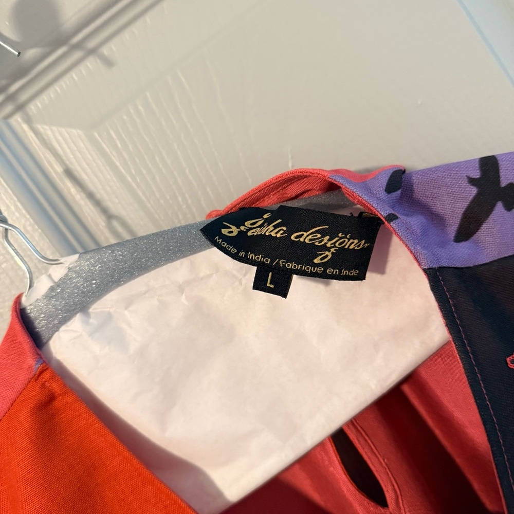 NEW ANTHROPOLOGIE: Safari Colorblock Print Shift Dress-Coral, Green, Blue, Black - Picture 5 of 9